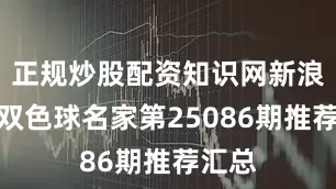 正规炒股配资知识网新浪彩票双色球名家第25086期推荐汇总